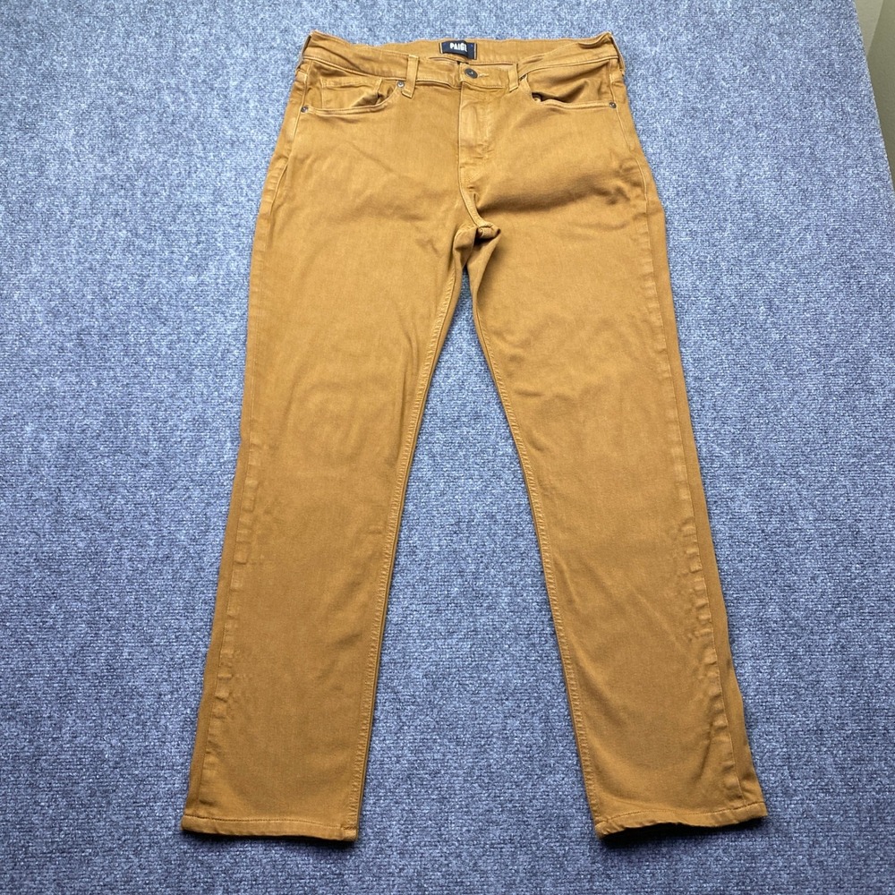 Paige Lennox Slim Fit Transcend‎ Pants Mens Sz 34 Tobacco Brown Ochre Grunge
